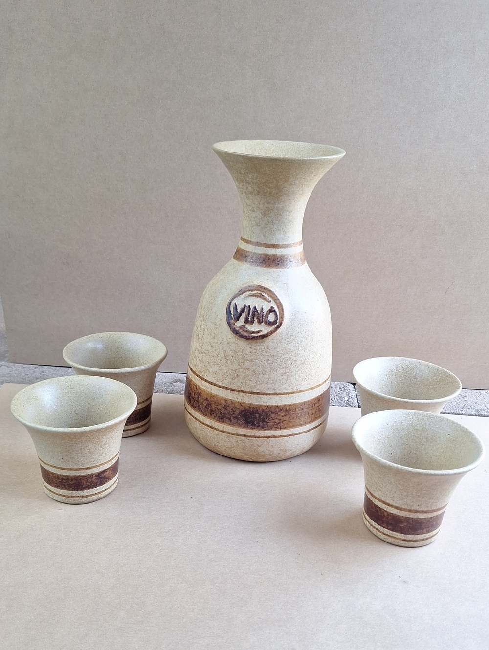 Vintage Pottery Craft USA Vino Wine Decanter & 4-Cup Set
